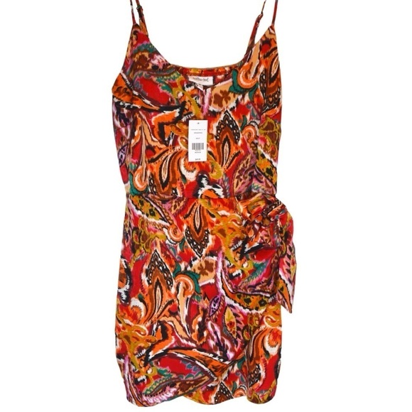 The Buckle Willow & Root Wrap Tie Mini Dress, Multi Bold Colors - Medium - Picture 2 of 12